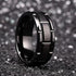 Men's 8mm Tungsten Black Grooved Bushed Brick Pattern Comfort-Fit Wedding Band